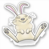 かわいい幸せな笑顔ベビーウサギの漫画 シール (正面)