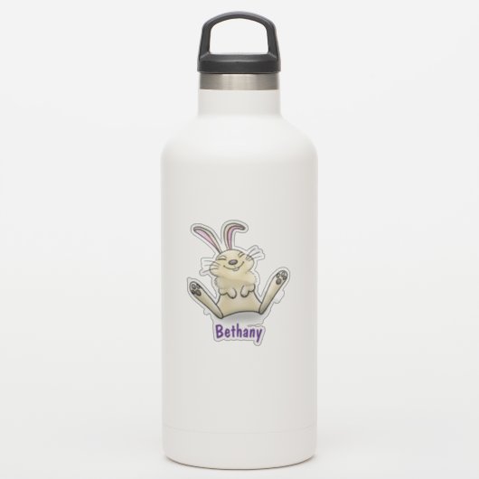 かわいい幸せな笑顔ベビーウサギの漫画 シール (ウォーターボトル)