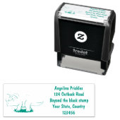 かわいい幸せな緑のトリケラトプス恐竜の漫画 セルフインキングスタンプ (インサイチュ)