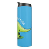 かわいい幸せな緑のトリケラトプス恐竜の漫画 タンブラー (回転右)