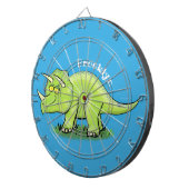 かわいい幸せな緑のトリケラトプス恐竜の漫画 ダーツボード (正面右)