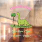 かわいい幸せな緑のブロントサウルス恐竜の漫画 ウィンドウサイン (シート2)