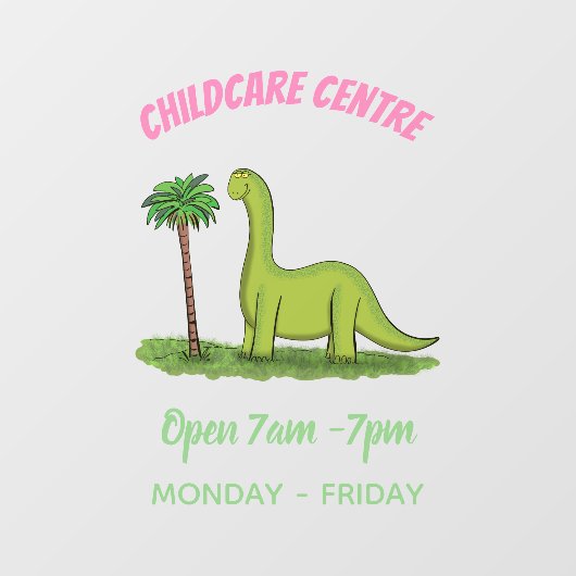 かわいい幸せな緑のブロントサウルス恐竜の漫画 ウィンドウサイン (シート)