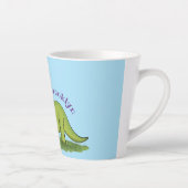 かわいい幸せな緑のブロントサウルス恐竜の漫画 カフェラテマグ (右)