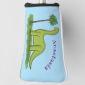 かわいい幸せな緑のブロントサウルス恐竜の漫画 ゴルフヘッドカバー (回転90)