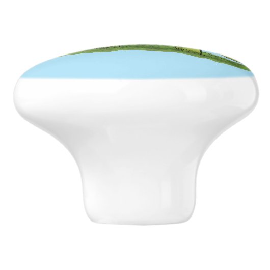 かわいい幸せな緑のブロントサウルス恐竜の漫画 セラミックノブ (側面)