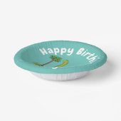 かわいい幸せな緑のブロントサウルス恐竜の漫画 ペーパーボウル (傾斜あり)