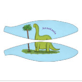 かわいい幸せな緑のブロントサウルス恐竜の漫画 ミニバスケットボール (パネル)