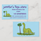 かわいい幸せな緑のブロントサウルス恐竜の漫画 名刺 (正面/裏面)