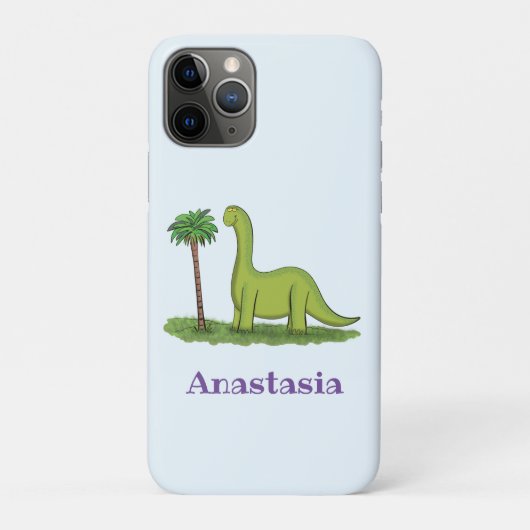 かわいい幸せな緑のブロントサウルス恐竜の漫画 Case-Mate iPhoneケース (裏)