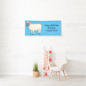 かわいい幸せな羊の漫画イラスト 横断幕 (インサイチュ)