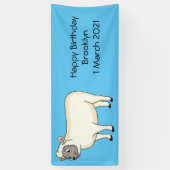 かわいい幸せな羊の漫画イラスト 横断幕 (縦)