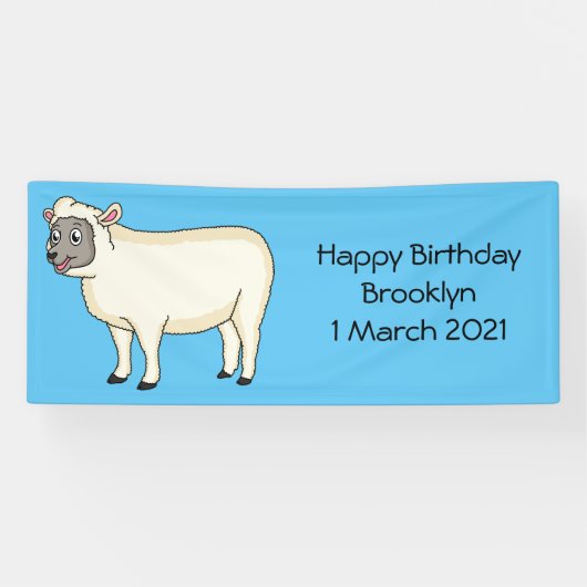 かわいい幸せな羊の漫画イラスト 横断幕 (横)