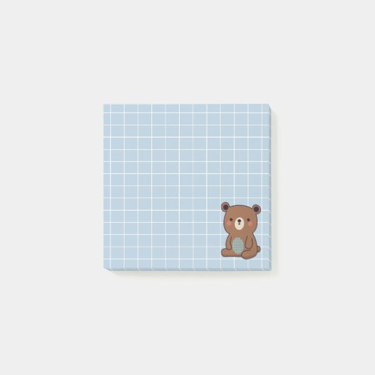 かわいい幸せな茶色のテディベア ポストイット (正面)