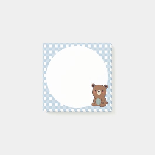 かわいい幸せな茶色のテディベア ポストイット (正面)