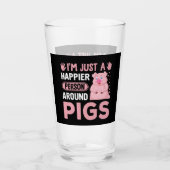 かわいい幸せな豚愛好家ワードアート タンブラーグラス (正面)