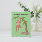 かわいい幸せな赤ちゃんオランウータンのイラスト ポストカード (スタンド正面)