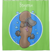 かわいい幸せな赤ちゃんカモノハシのイラスト シャワーカーテン (正面)