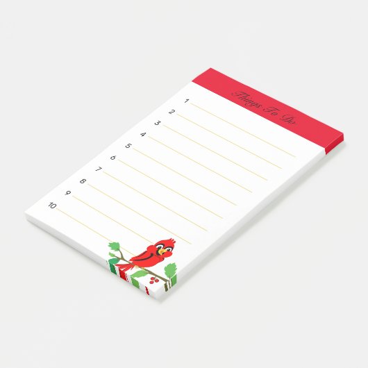 かわいい幸せな赤(鳥)ショウジョウコウカンチョウバーディすべき事 ポストイット (アングル)