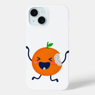 かわいい幸せな踊るオレンジiPhoneケース - 面白いカワイイ iPhone 15ケース