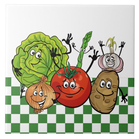 かわいい幸せな野菜キッチン タイル (正面)