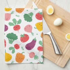 かわいい幸せな野菜 キッチンタオル