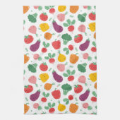 かわいい幸せな野菜 キッチンタオル (縦)
