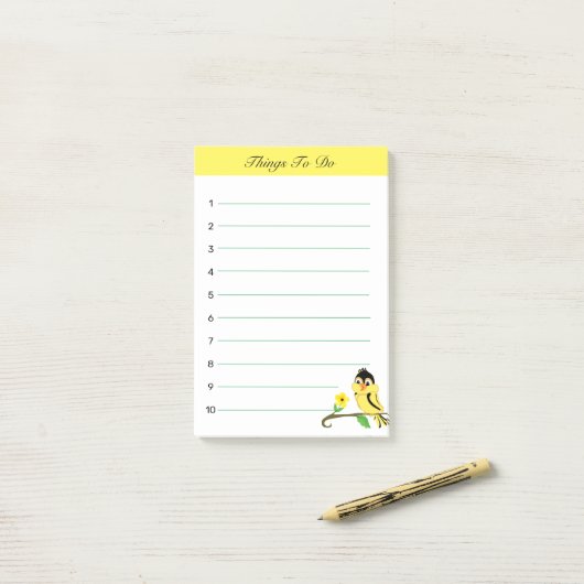 かわいい幸せな金魚のバーディ ポストイット (デスク上)