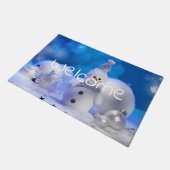 かわいい幸せな雪だるま ドアマット (アングル)