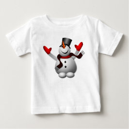 かわいい幸せな雪だるま ベビーTシャツ