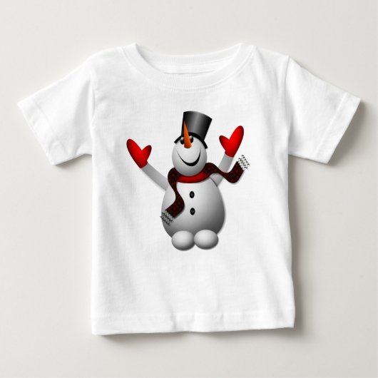かわいい幸せな雪だるま ベビーTシャツ (正面)