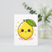 かわいい幸せな黄色いレモン ポストカード (スタンド正面)
