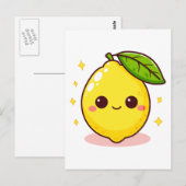 かわいい幸せな黄色いレモン ポストカード (正面/裏面)