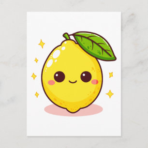 かわいい幸せな黄色いレモン ポストカード