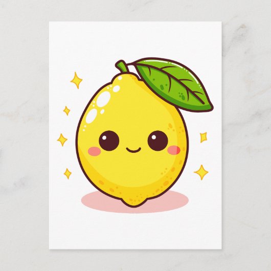 かわいい幸せな黄色いレモン ポストカード (正面)