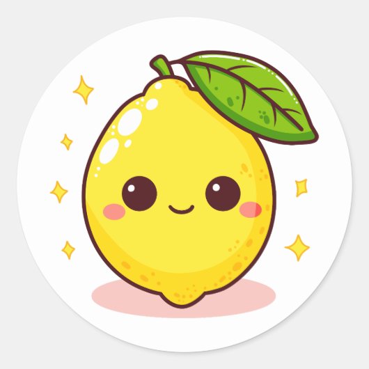 かわいい幸せな黄色いレモン ラウンドシール (正面)