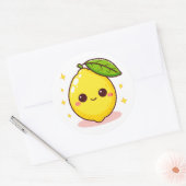 かわいい幸せな黄色いレモン ラウンドシール (封筒)