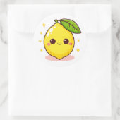 かわいい幸せな黄色いレモン ラウンドシール (バッグ)