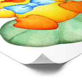 かわいい幸せな黄色のアヒル ポスター (角)