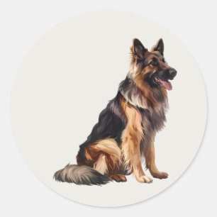 かわいい幸せな黒いジャーマンシェパードの犬のペット ラウンドシール