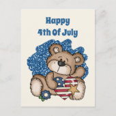 かわいい幸せな7月4日のクマアド文字  シーズンポストカード (正面)