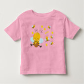 かわいい幸せのまわりに花付きピンク トドラーTシャツ (正面)