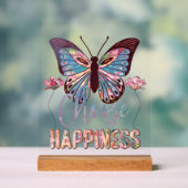 かわいい幸せのインスピレーション蝶 アクリルサイン (ニュートラル)