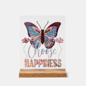 かわいい幸せのインスピレーション蝶 アクリルサイン (正面)