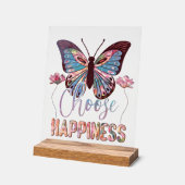 かわいい幸せのインスピレーション蝶 アクリルサイン (傾斜)