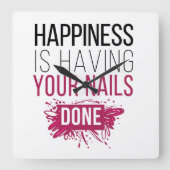 かわいい幸せはあなたの爪、 ネイルを行う スクエア壁時計 (正面)