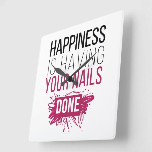 かわいい幸せはあなたの爪、 ネイルを行う スクエア壁時計 (傾斜)