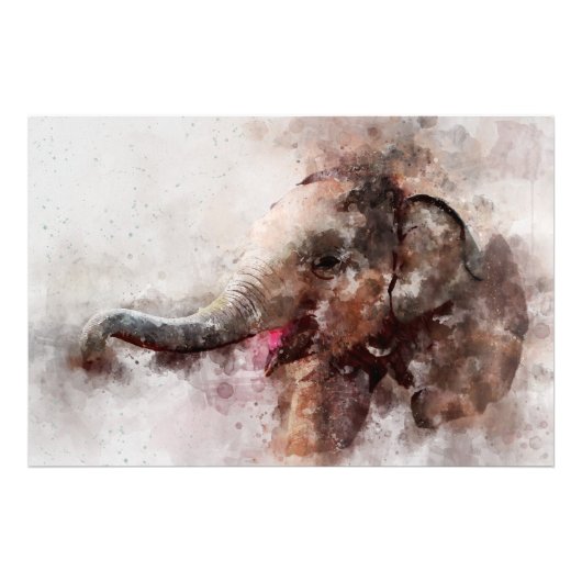 かわいい幸せよくはしゃぐでベビーのアジアゾウ フォトプリント            (正面)