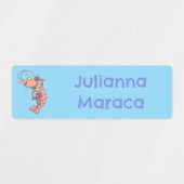 かわいい幸せエビ、エビの漫画パーソナライズされた ラベル (デザイン2)