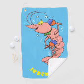 かわいい幸せエビ、エビの漫画 ゴルフタオル (インサイチュ)